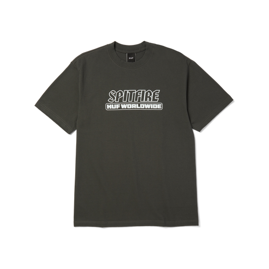 huf x Spitfire Burn Heavyweight T-Shirt - Washed Black