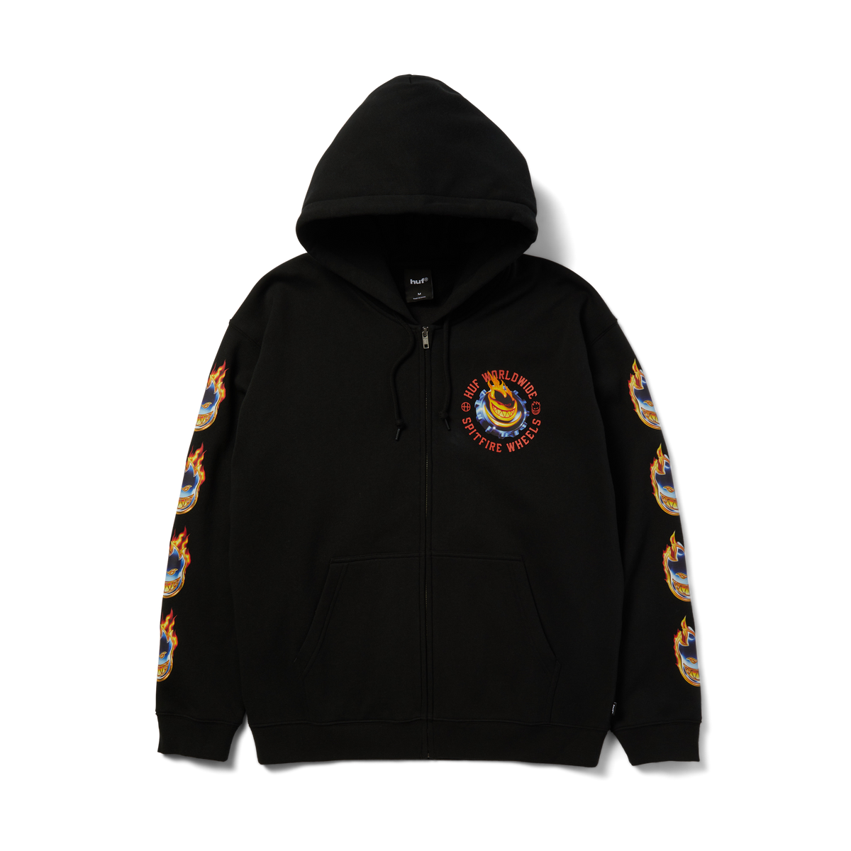 huf x Spitfire Chrome Head Full-Zip Hoodie - Black