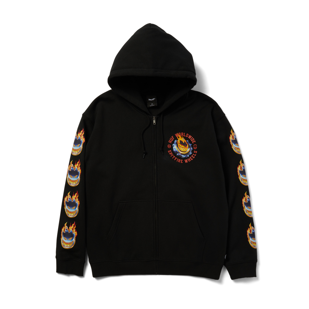 huf x Spitfire Chrome Head Full-Zip Hoodie - Black