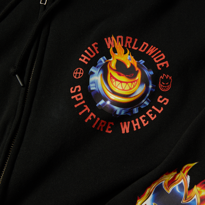 huf x Spitfire Chrome Head Full-Zip Hoodie - Black