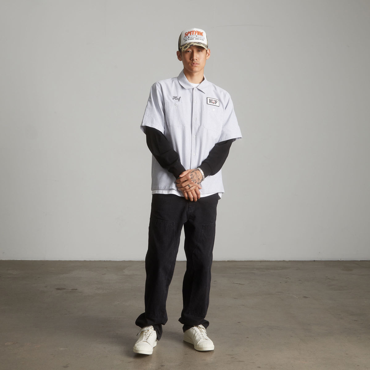 huf x Spitfire Union Work Shirt - Black/White