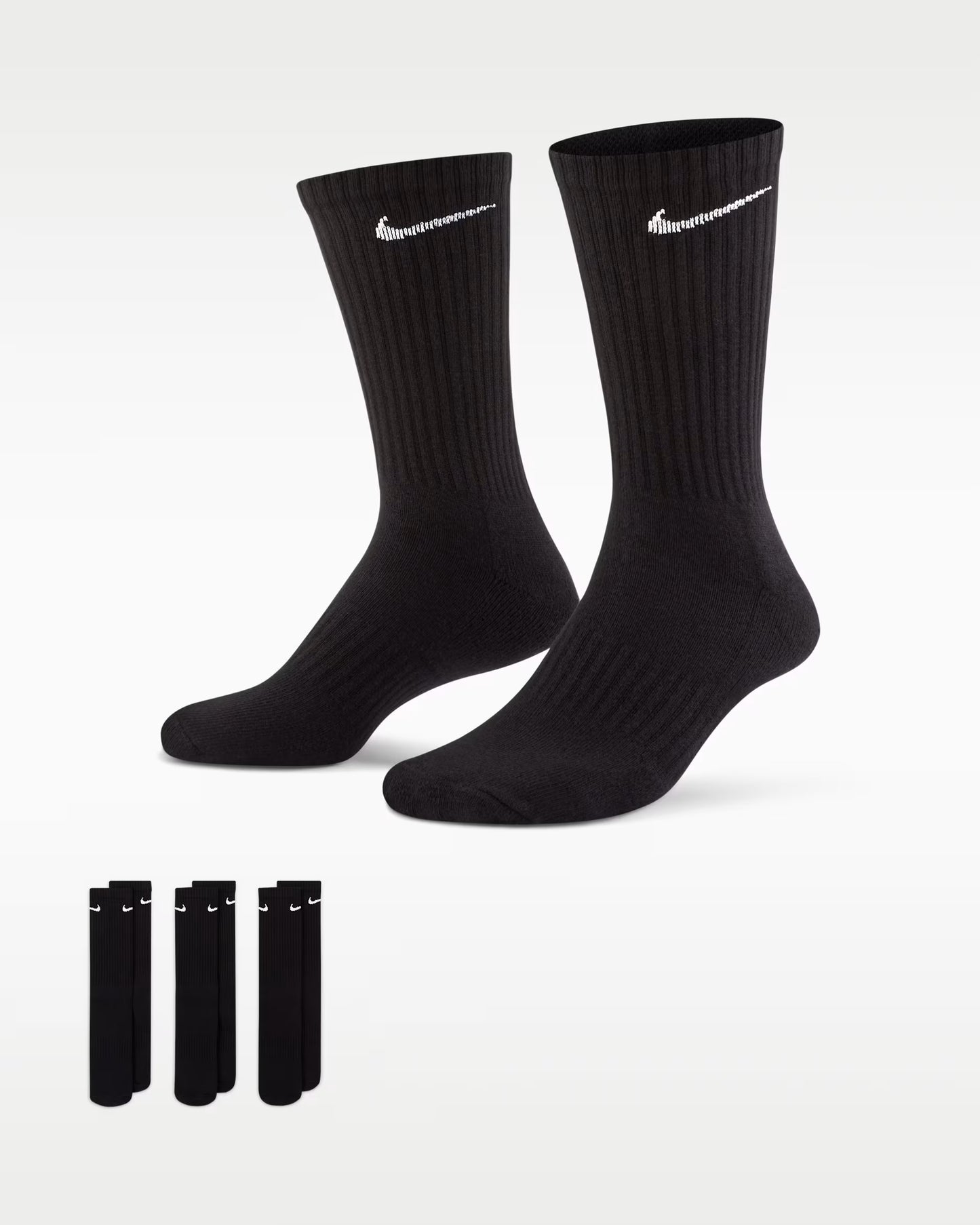 Nike SB Everyday Cushioned Crew Socks 3-Pack Black XL