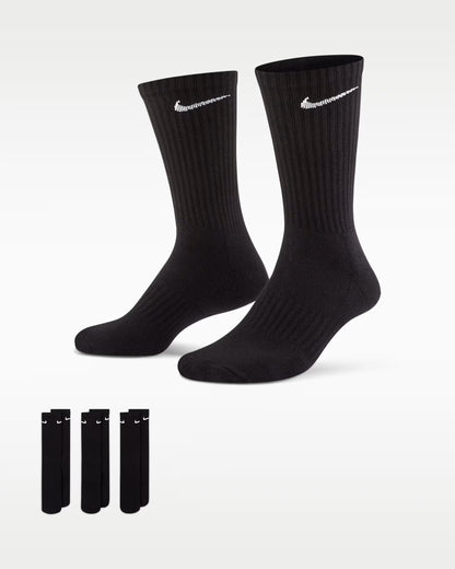 Nike SB Everyday Cushioned Crew Socks 3-Pack Black XL