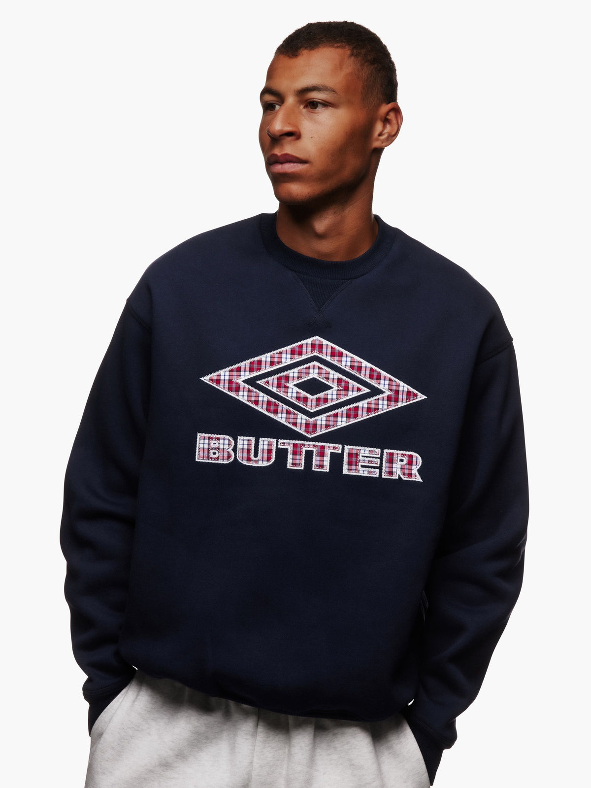 Butter Goods x Umbro Diamond Applique Crewneck Navy
