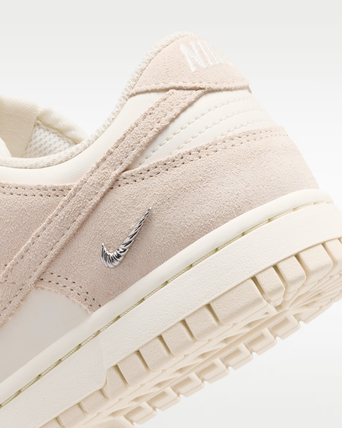 Nike Dunk Low Suede Shoes - Pearl White Pale Ivory Metallic Silver