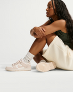 Nike Dunk Low Suede Shoes - Pearl White Pale Ivory Metallic Silver