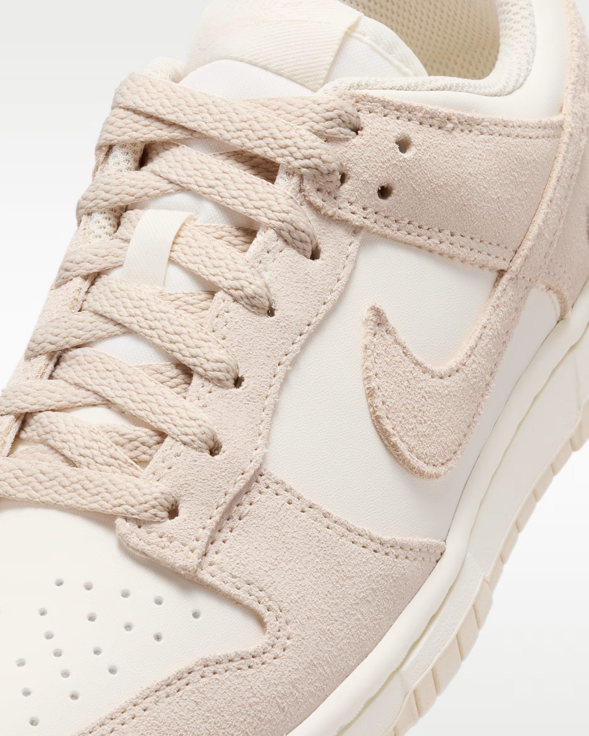 Nike Dunk Low Suede Shoes - Pearl White Pale Ivory Metallic Silver