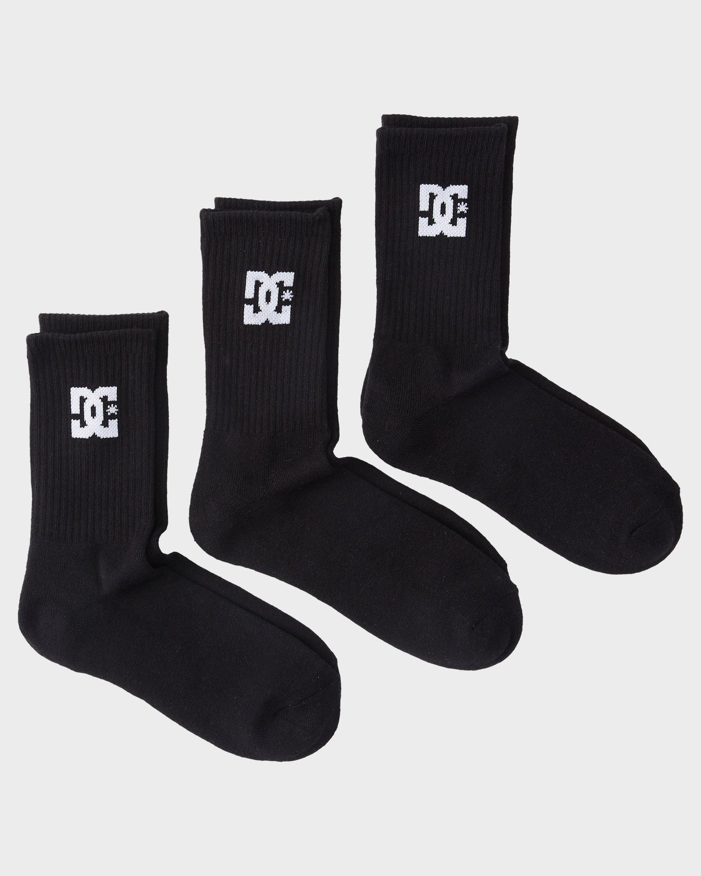 DC Shoes Socks 3 Pack Crew Black Size 7-11 Skateboard Sox