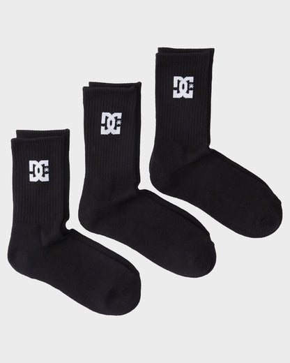 DC Shoes Socks 3 Pack Crew Black Size 7-11 Skateboard Sox