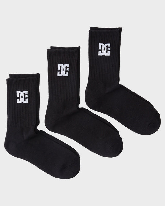 DC Shoes Socks 3 Pack Crew Black Size 7-11 Skateboard Sox