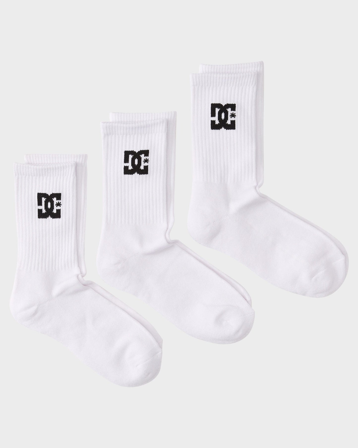 DC Shoes Socks 3 Pack Crew Snow White Size 7-11