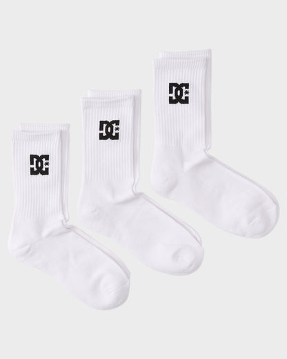 DC Shoes Socks 3 Pack Crew Snow White Size 7-11