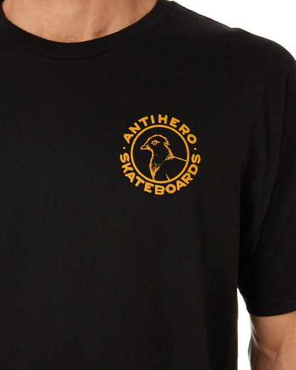 Anti Hero Tee Basic Pigeon Round Black Skateboard T Shirt