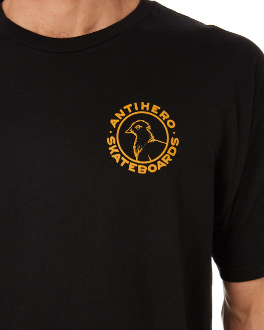 Anti Hero Tee Basic Pigeon Round Black Skateboard T Shirt