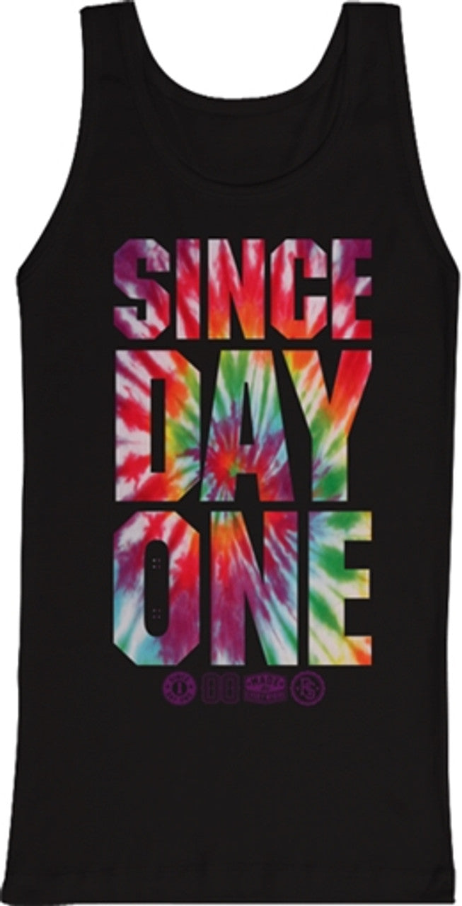 Real Singlet Since Day One Black Tie Dye Skateboard Tank Top SDO II Muscle Tee