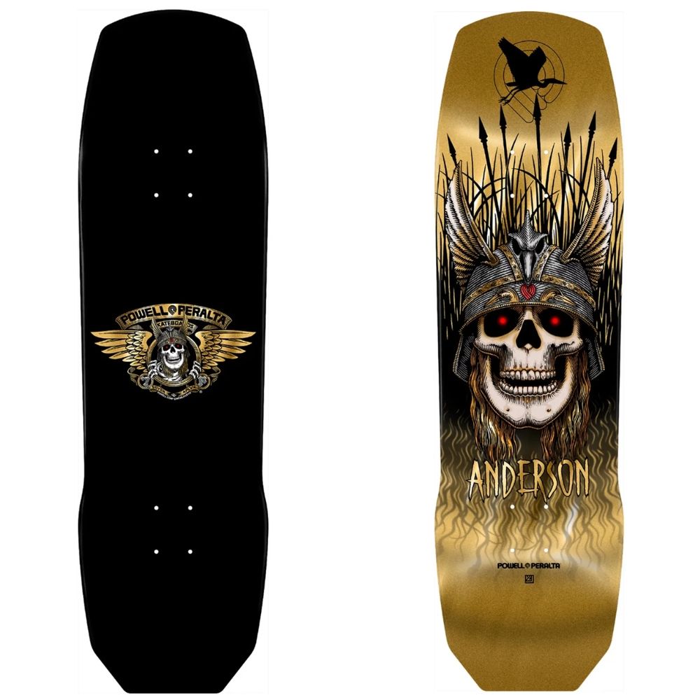 Powell Peralta Deck Andy Anderson Heron Skull 9.13" Gold Foil