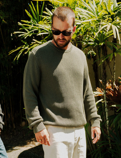 Mr Simple Fisher Knit Jumper - Fatigue
