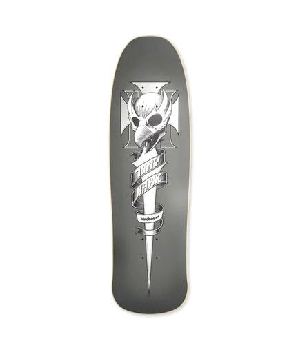 Birdhouse Skateboard Deck Tony Hawk Crest Old School 9.375" Metallic Silver