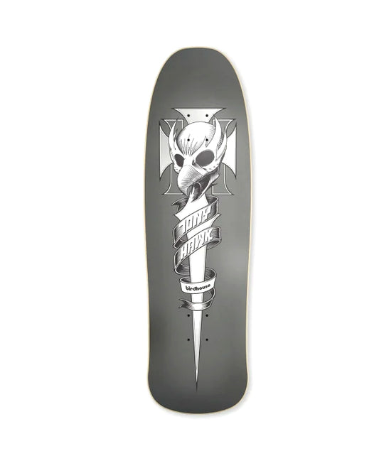 Birdhouse Skateboard Deck Tony Hawk Crest Old School 9.375" Metallic Silver