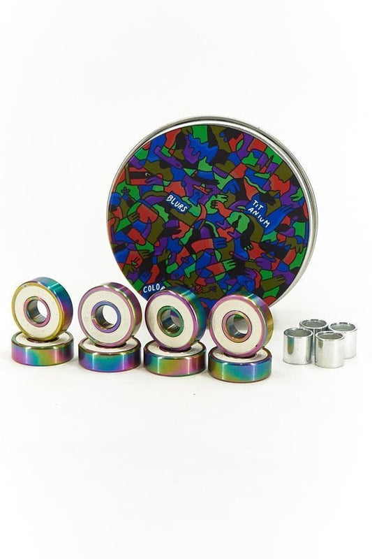 Blurs Bearings Titanium Colourful Blue Shinny Rims + 4 Spacers