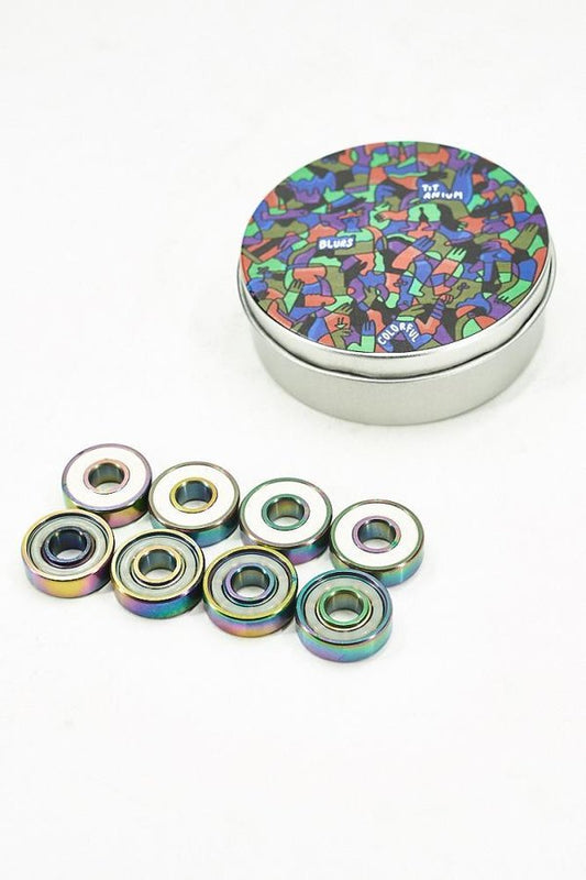 Blurs Bearings Titanium Colourful Blue Shinny Rims + 4 Spacers