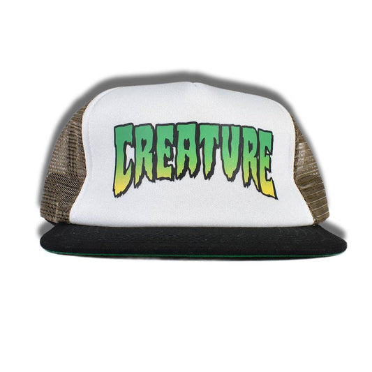 Creature Trucker Logo White Tan Black Cap Osfa Skateboard Hat