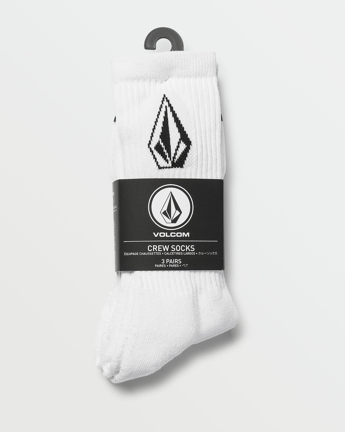 Volcom Socks 3 Pack Full Stone White Crew Size 9-12 Skateboard Sox