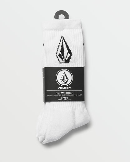 Volcom Socks 3 Pack Full Stone White Crew Size 9-12 Skateboard Sox