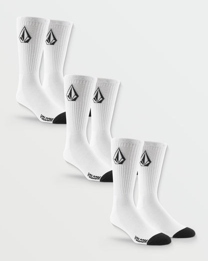 Volcom Socks 3 Pack Full Stone White Crew Size 9-12 Skateboard Sox