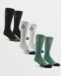 Volcom Socks 3 Pack Full Stone Petrol Crew Size 9 12 Skateboard Sox
