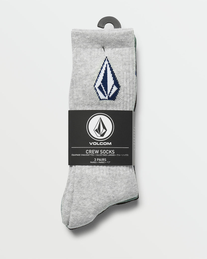 Volcom Socks 3 Pack Full Stone Petrol Crew Size 9-12 Skateboard Sox