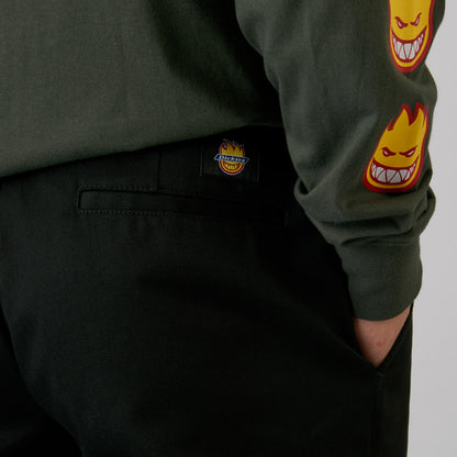 Spitfire x Dickies Pants Flannel Cuff Black A865S Skateboard Work Pant