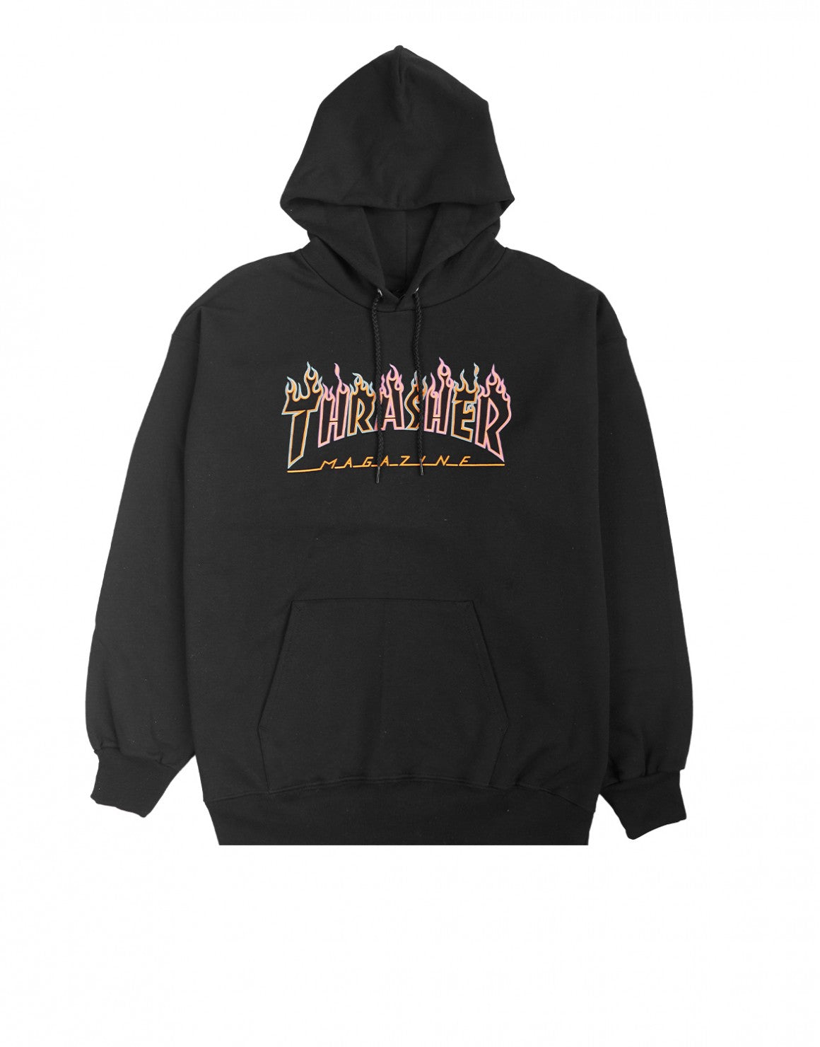 Thrasher Hood Double Flame (Neon) Black Skateboard Jumper Sweater