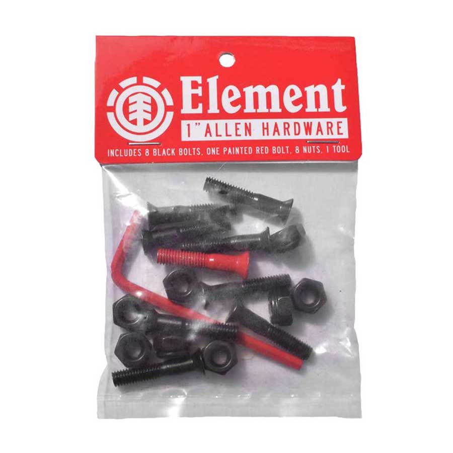Element Bolts 1 Inch Black Red Allen Key Skateboard Trucks Hardware