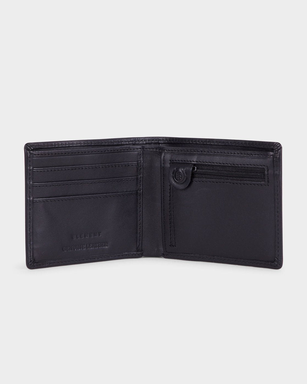 Element Skateboards Wallet Icon Leather Flint Black Tri Fold