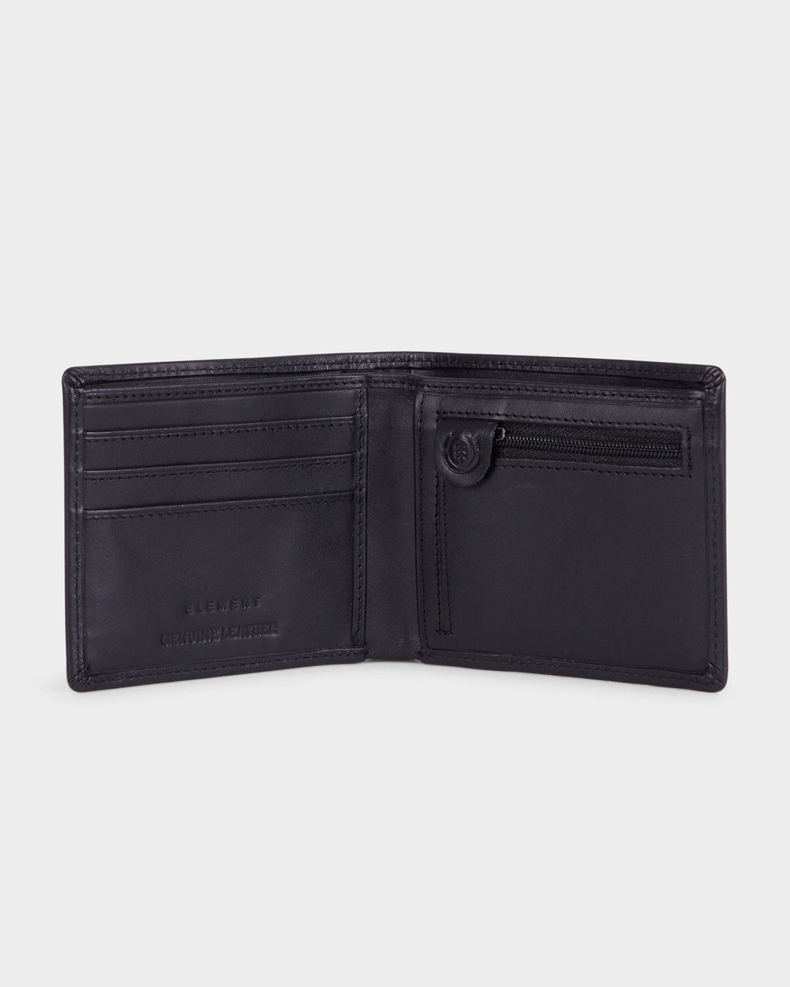 Element Skateboards Wallet Icon Leather Flint Black Tri Fold