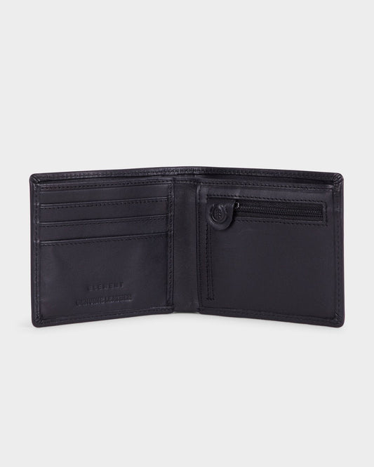 Element Skateboards Wallet Icon Leather Flint Black Tri Fold