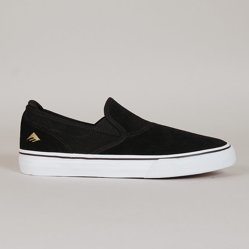 Emerica Shoes Wino G6 Slip On Black White Gold Skateboard Sneakers