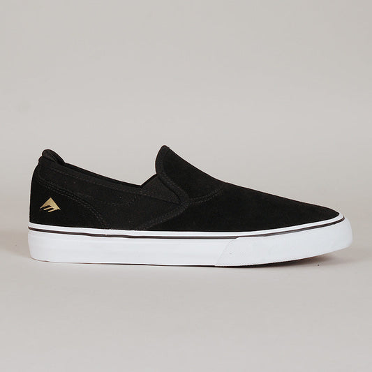 Emerica Shoes Wino G6 Slip On Black White Gold Skateboard Sneakers