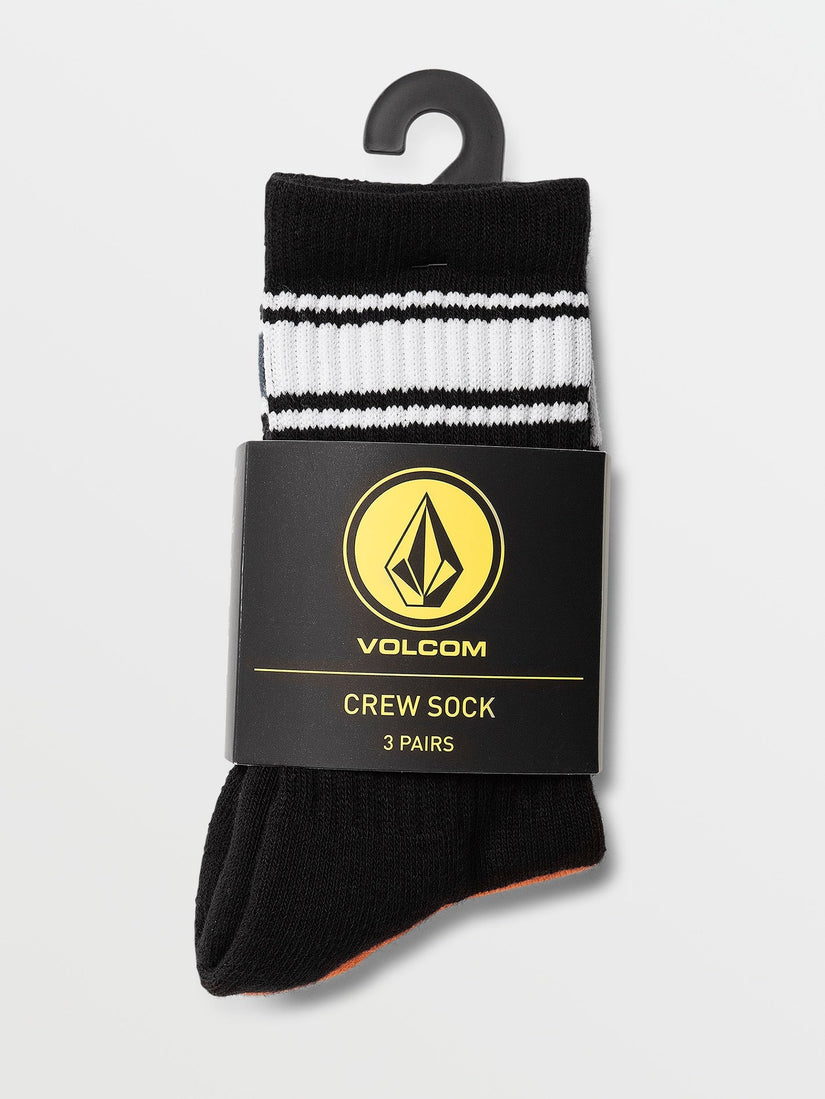 Volcom Socks 3 Pack Full Stone Multi Crew Size 2-5 Youth Skateboard Sox