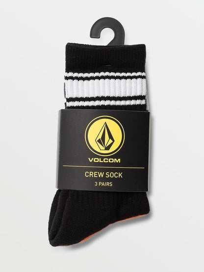 Volcom Socks 3 Pack Full Stone Multi Crew Size 2-5 Youth Skateboard Sox