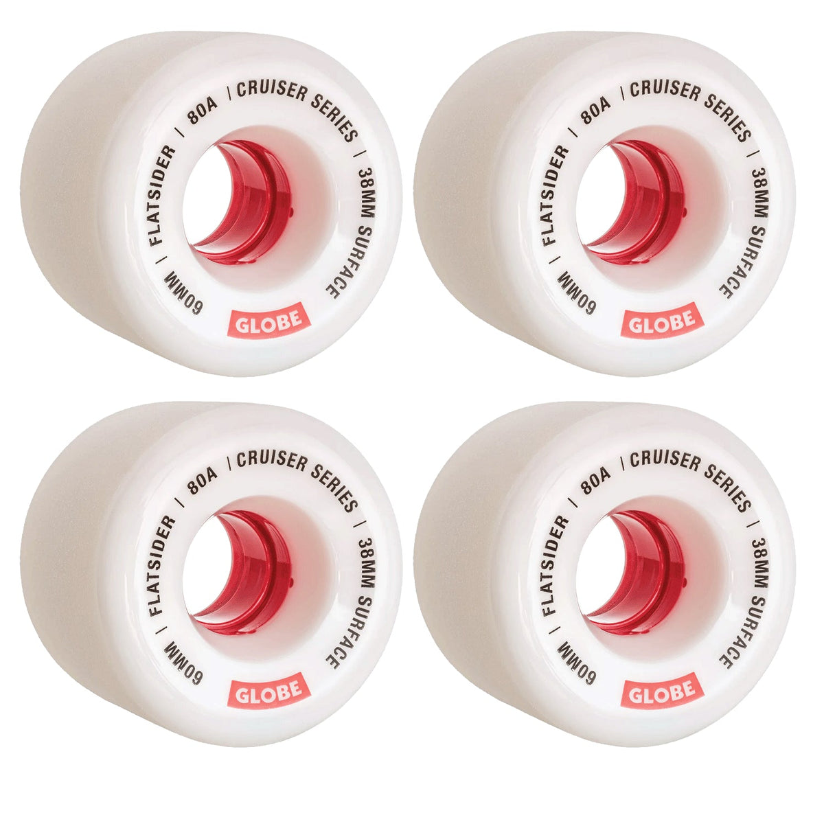 Globe Skateboard Wheels Flatsider Cruiser 60Mm White Red 80A