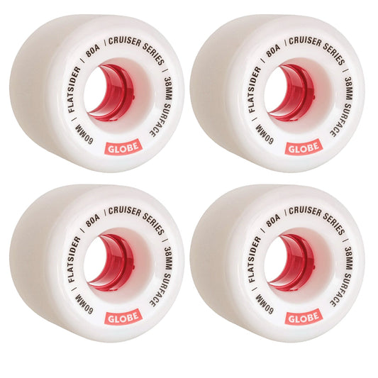 Globe Skateboard Wheels Flatsider Cruiser 60mm White/Red 80a