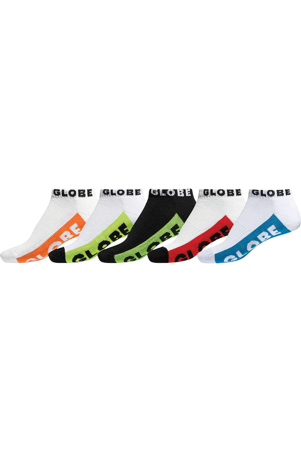Globe Socks 5 Pack Multi Brights Ankle Size 2-8 Skateboard Sox