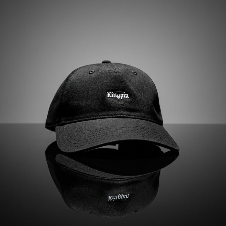 Kingpin Skate Supply x Crown Collab Cap 6 Panel Black Strap Back Adjustable