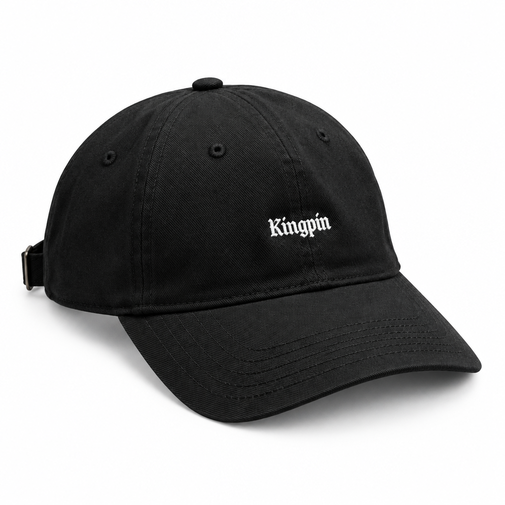 Kingpin Skate Supply x Crown Collab Cap 6 Panel Black Strap Back Adjustable