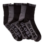 Globe Socks 5 Pack Black Grey Crew Black Grey Size 7 11 Skateboard Sox