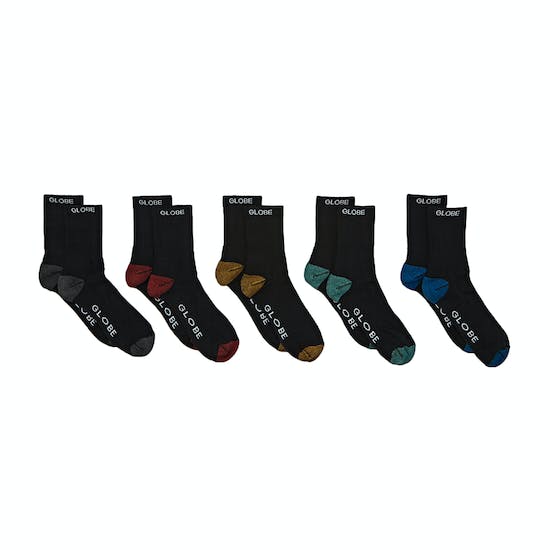 Globe Socks 5 Pack Ingles Crew Black Size 7 11 Skateboard Sox