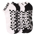 Globe Socks 5 Pack Strobe Ankle Black White Size 7 11 Skateboard Sox
