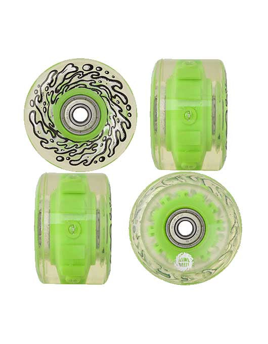 Santa Cruz Wheels Slime Balls 60mm Light Ups Green LED 78a + Abec 5 Bearings